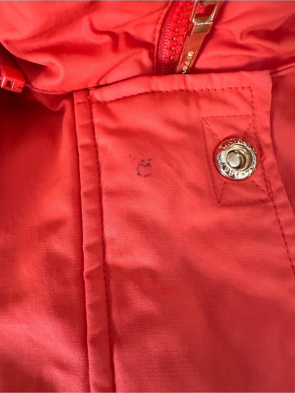 VINTAGE 90s Y2K Ralph Lauren Orange Marine Utility Hooded Rain Coat Gold Buttons - Picture 6 of 15